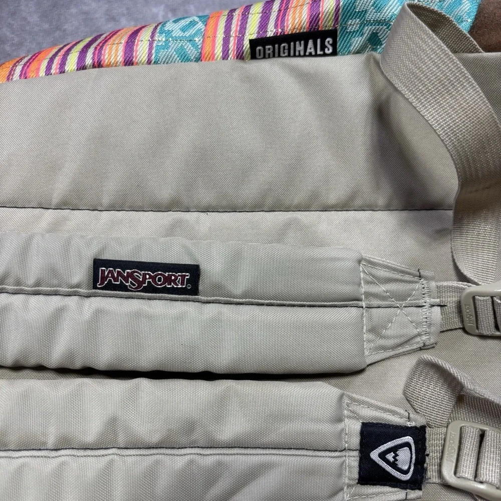 JanSport Right Pack World Backpack Teal/Pink/Coral Suede Bottom BOHO EUC